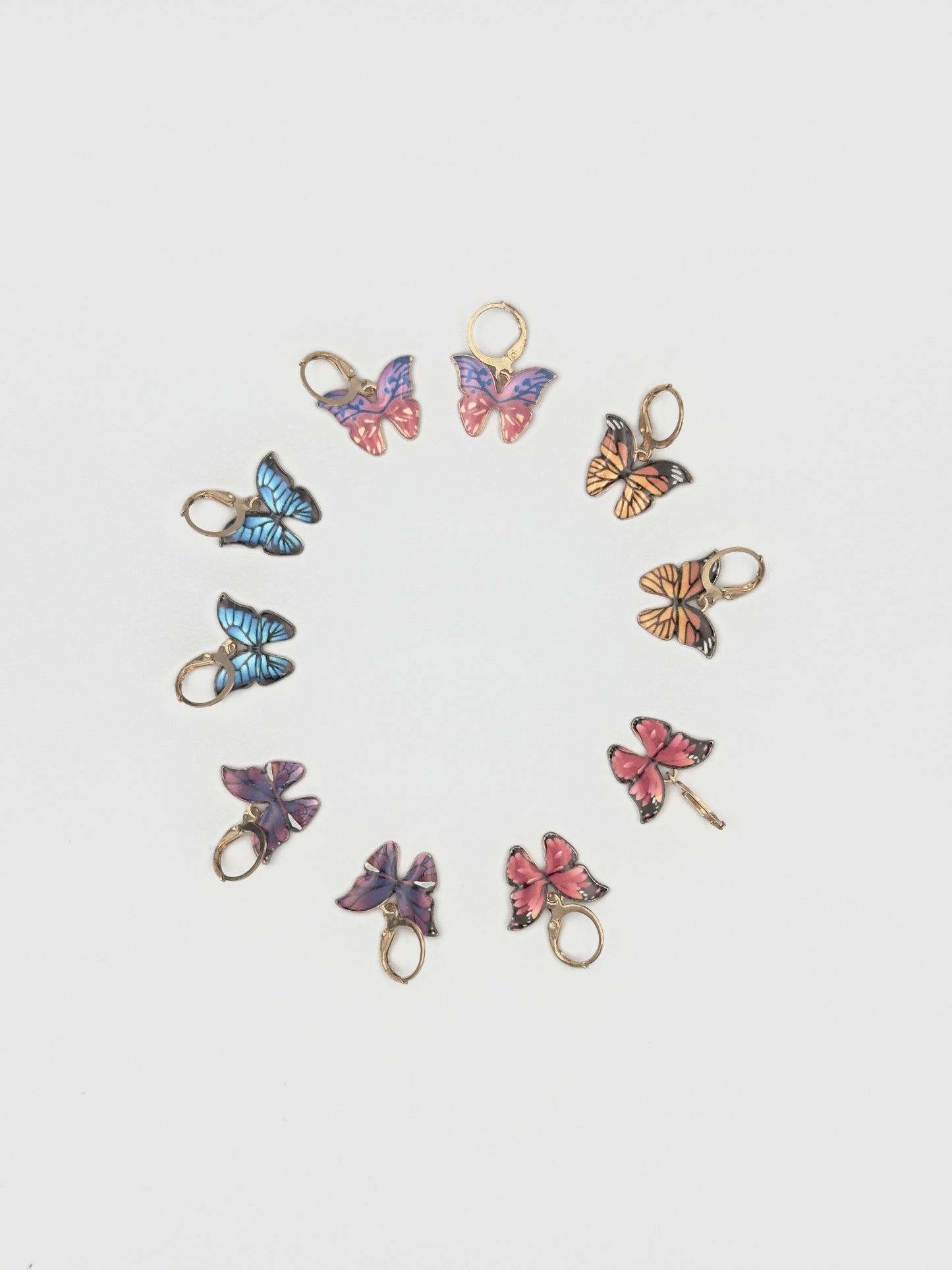 Colorful Butterfly Earrings Set – Vibrant Enamel Butterfly Pendants