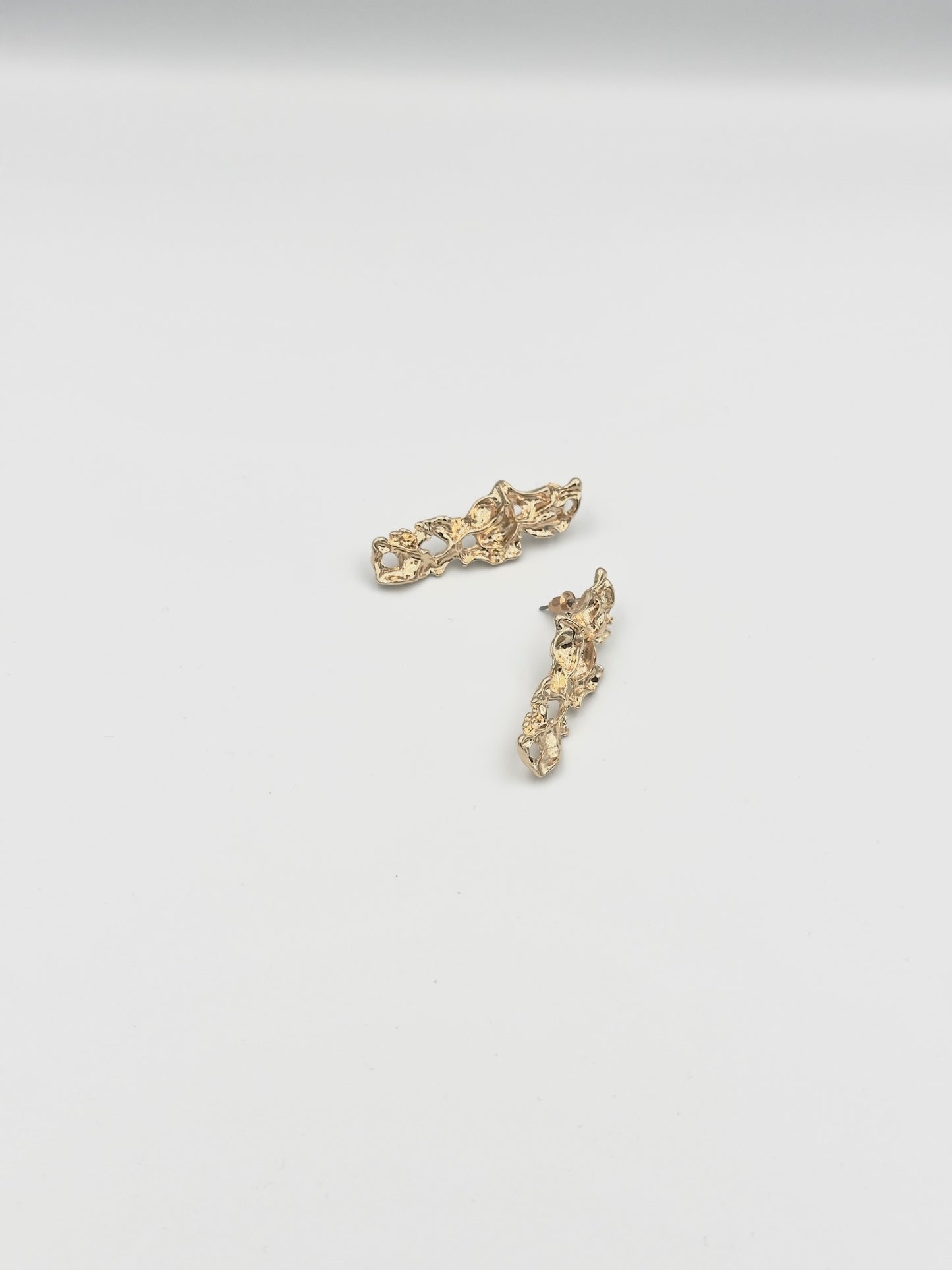 Gold Textured Drop Earrings – Organic Patterned Design
