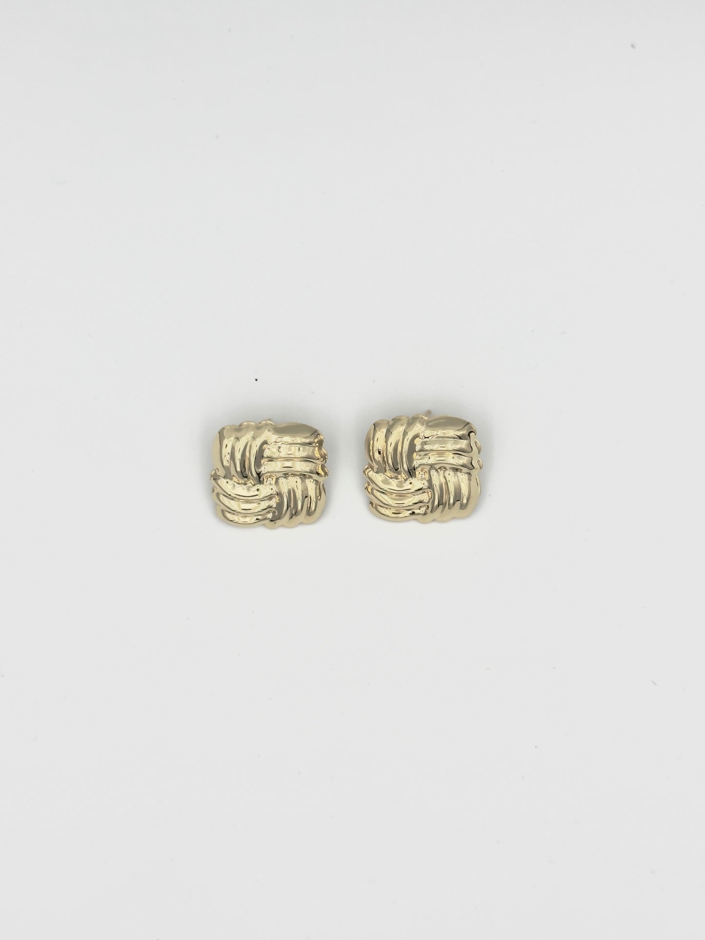 Gold Textured Knot Stud Earrings – Intricate Woven Design