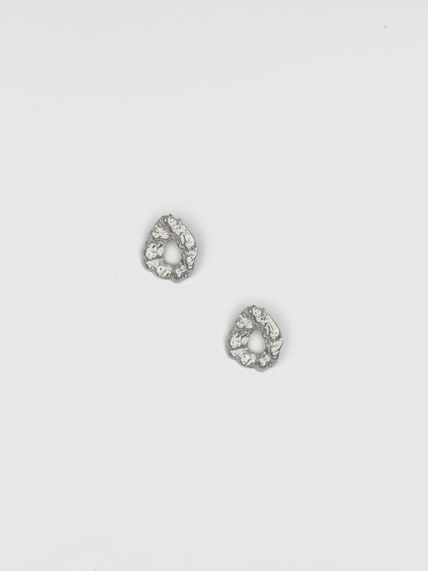 Silver Textured Oval Earrings – Organic Pebble Design