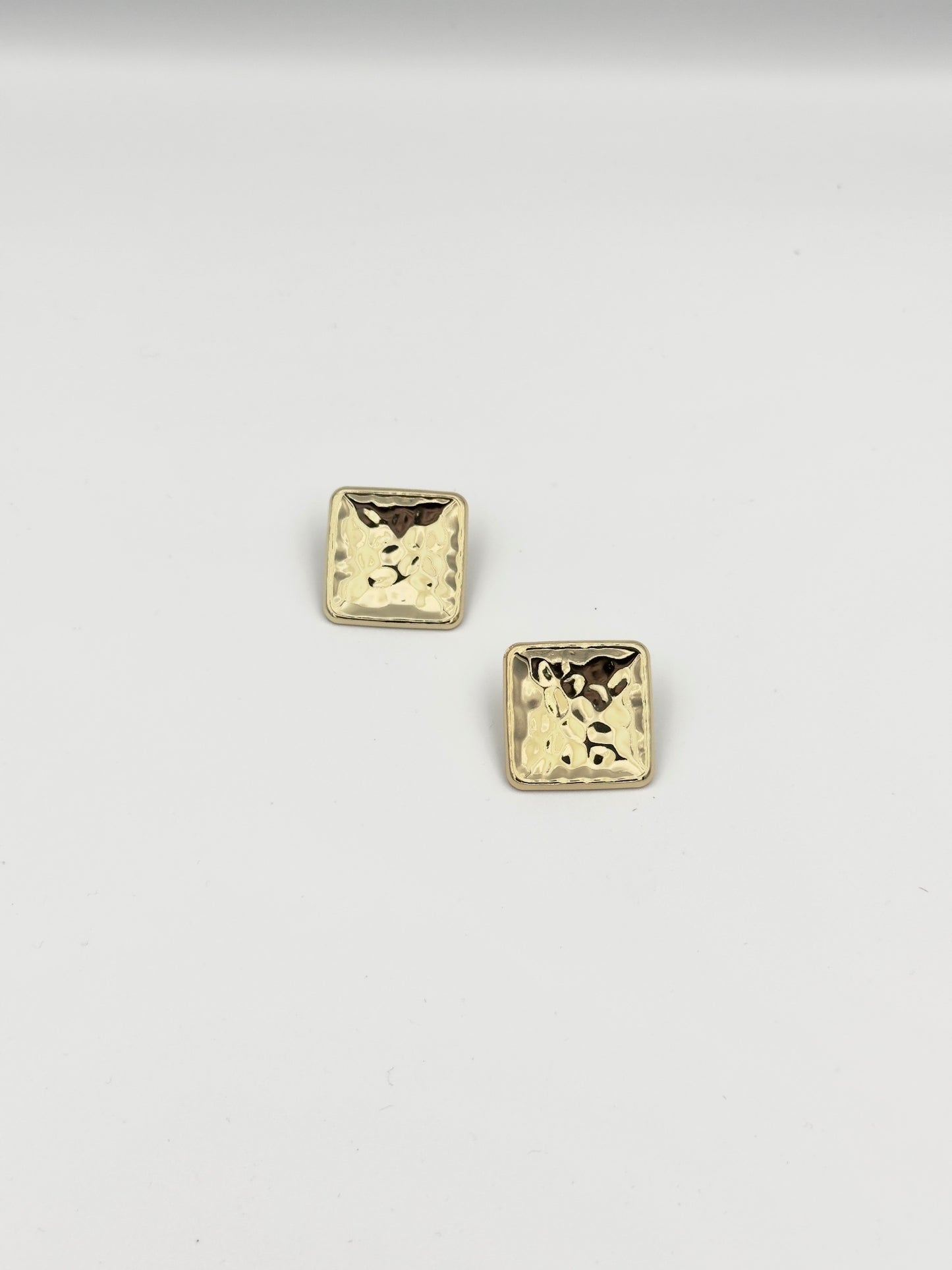 Gold Hammered Square Stud Earrings – Textured Chic Design