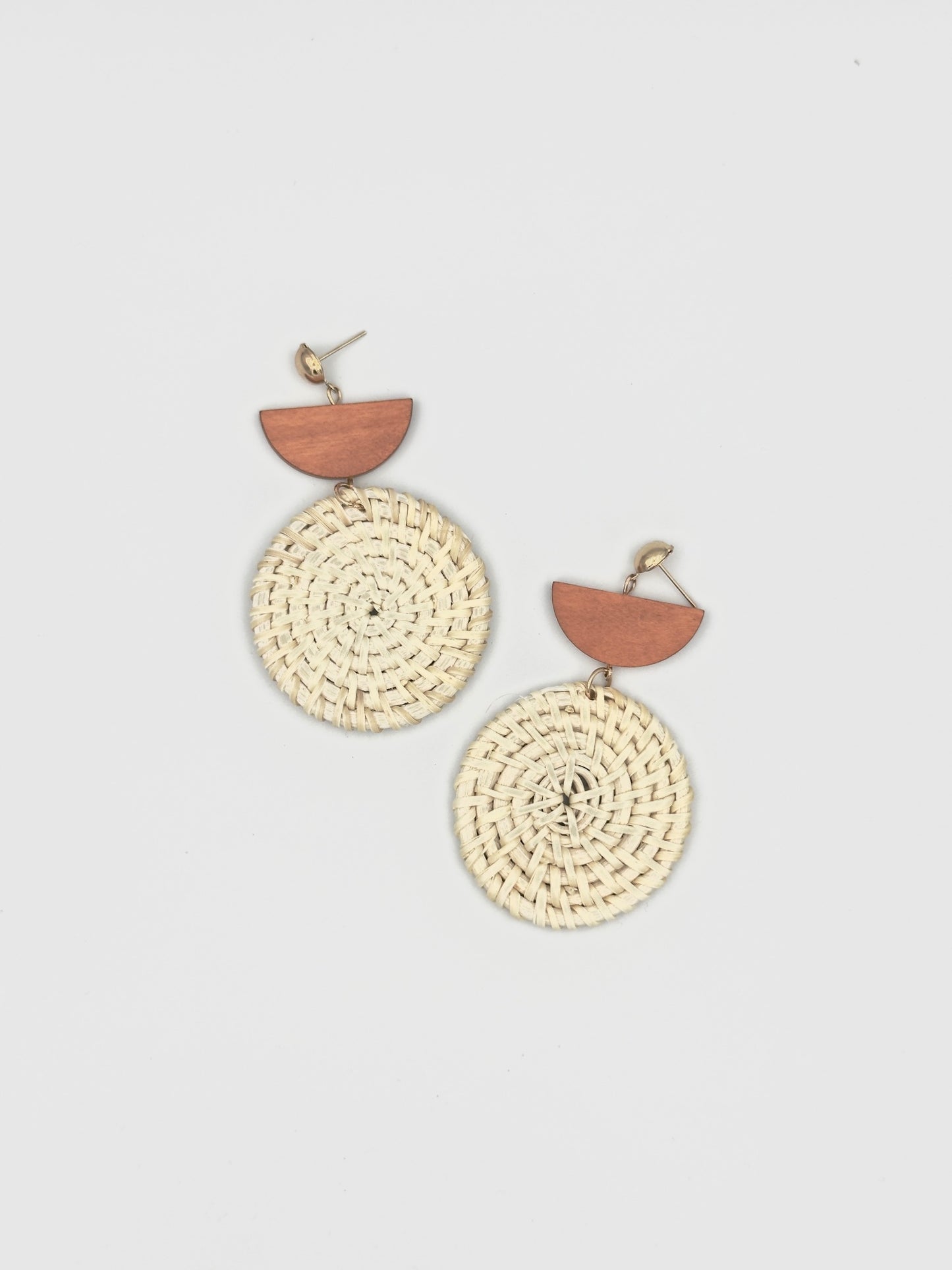 Boho Chic Rattan & Wood Earrings