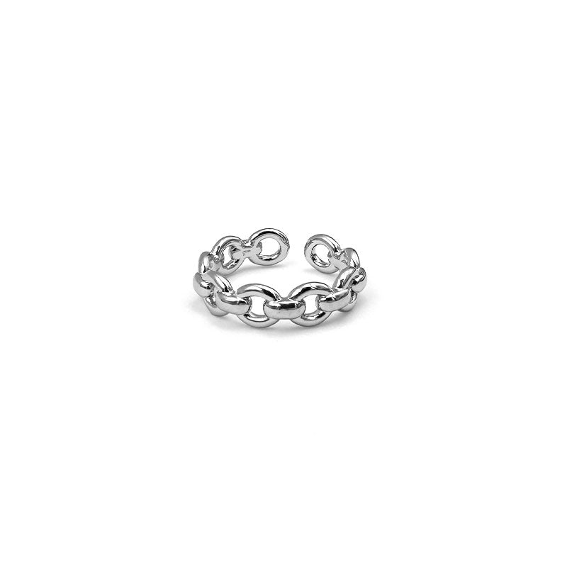 Adjustable Silver Chain Link Ring - Design by Korea - Durable Material Ring