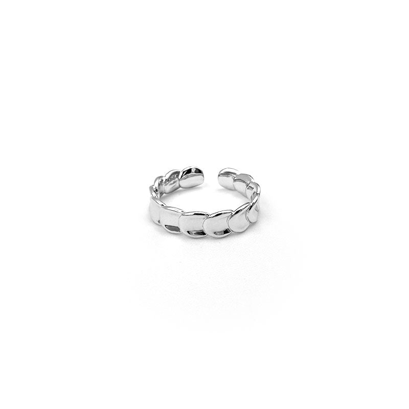 Adjustable Silver Leaf Pattern Ring - Design by Korea - Durable Material Ring