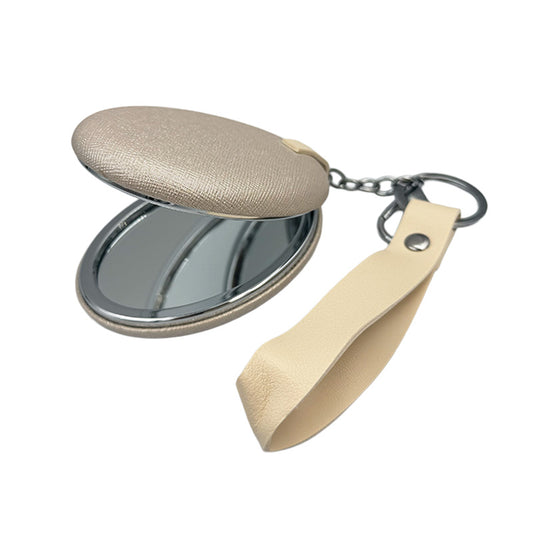 Compact Leather Keychain Mirror – Soft Pastel Collection