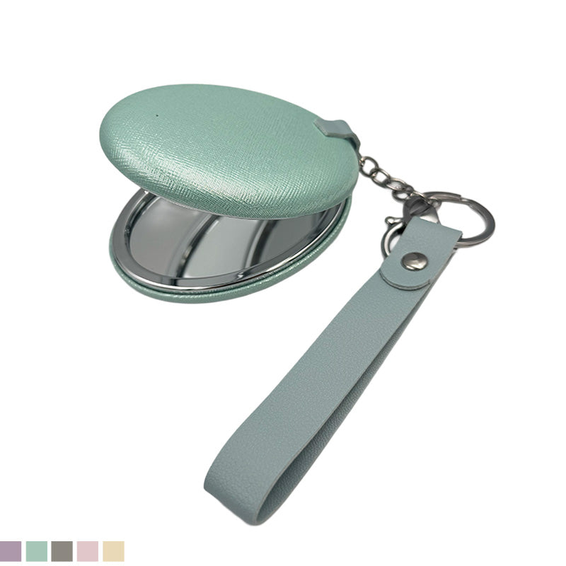 Compact Leather Keychain Mirror – Soft Pastel Collection