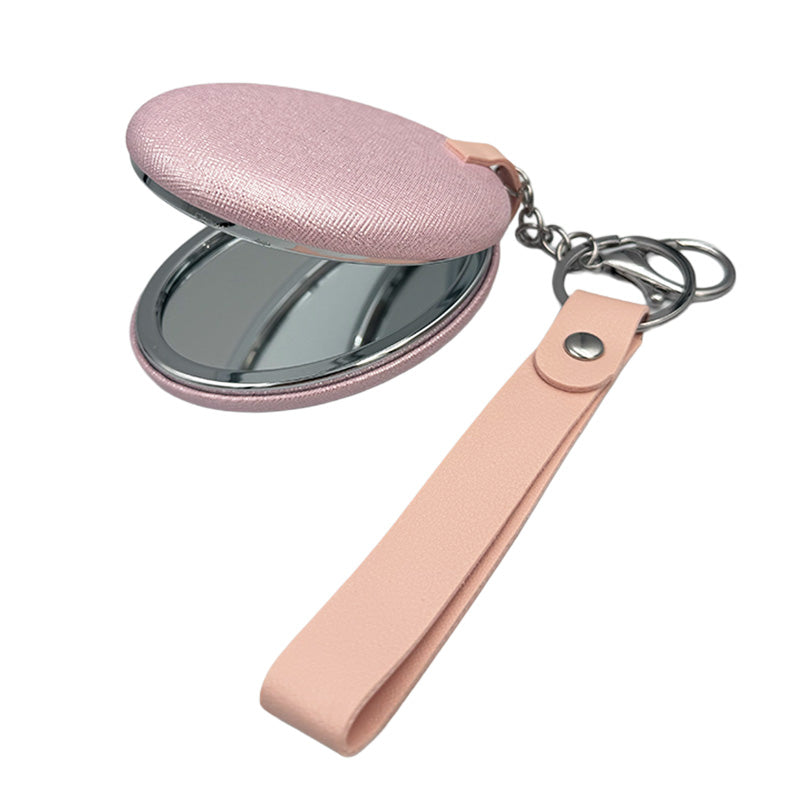 Compact Leather Keychain Mirror – Soft Pastel Collection