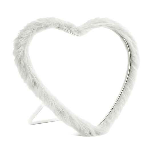 Fluffy Heart Mirror – Cozy Vanity Edition