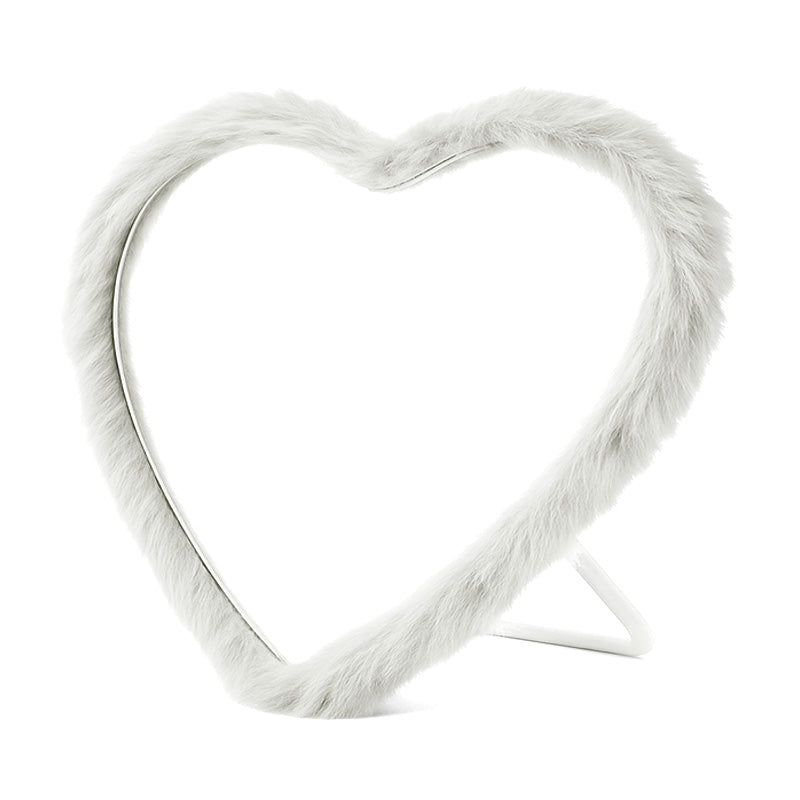 Fluffy Heart Mirror – Cozy Vanity Edition