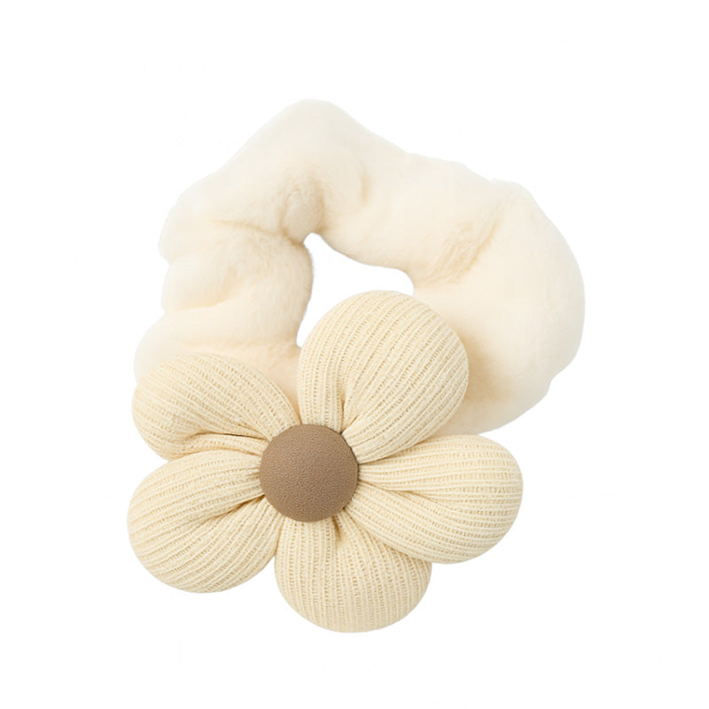 Fuzzy Flower Hair Scrunchie – Cozy Bloom Collection
