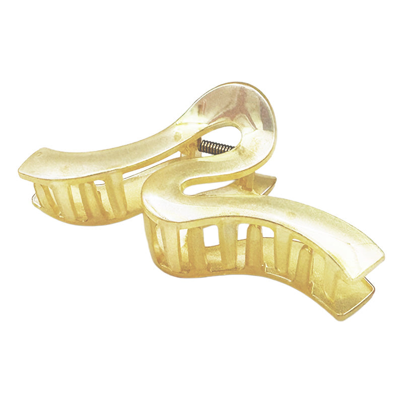 Large Wavy Plastic Hair Claw – Metallic Finish