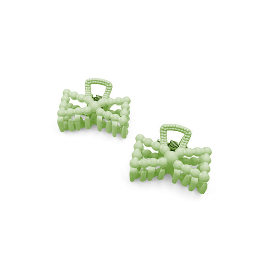 Set of 2 Mini Matte Beaded Bow Hair Claws