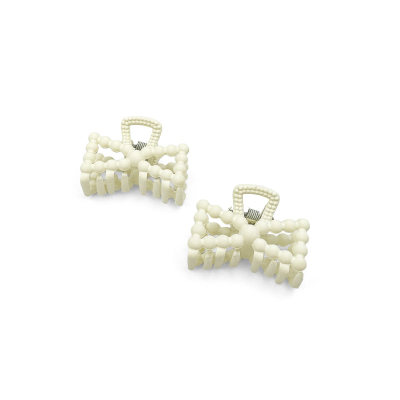 Set of 2 Mini Matte Beaded Bow Hair Claws