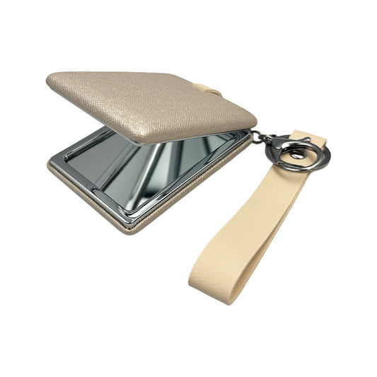 Square Leather Keychain Mirror – Chic Pastel Collection