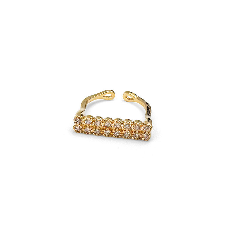 Adjustable Gold Bar Korean Zircon Durable Material Ring