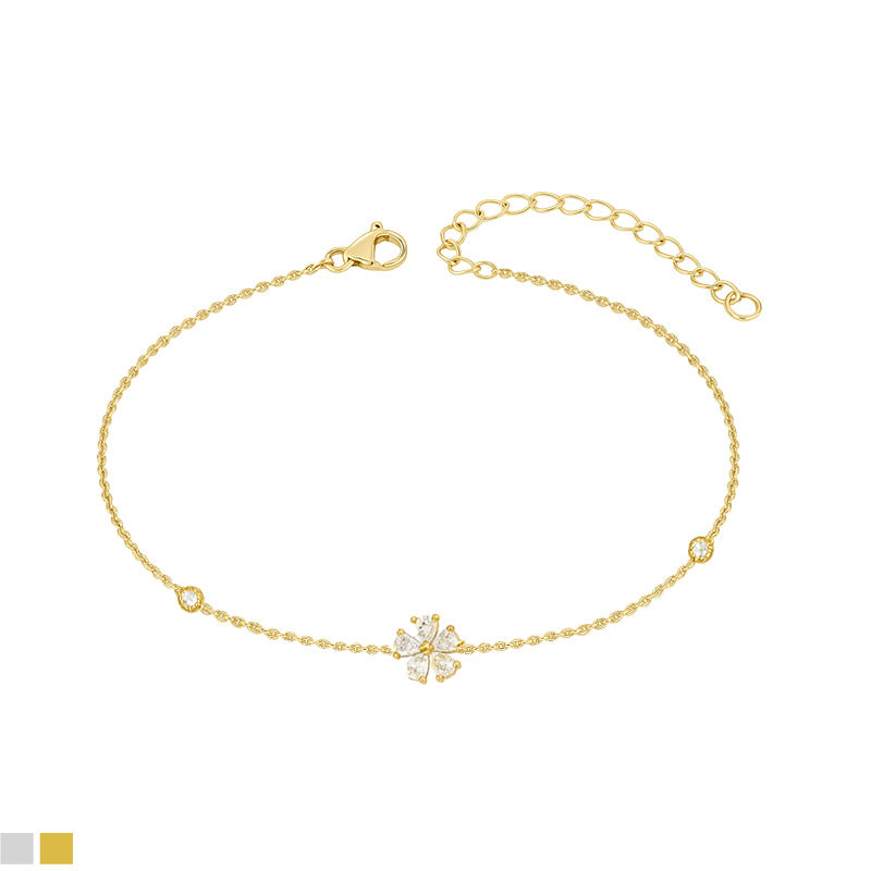Korean Zircon Flower Bracelet – Available in Silver & Gold