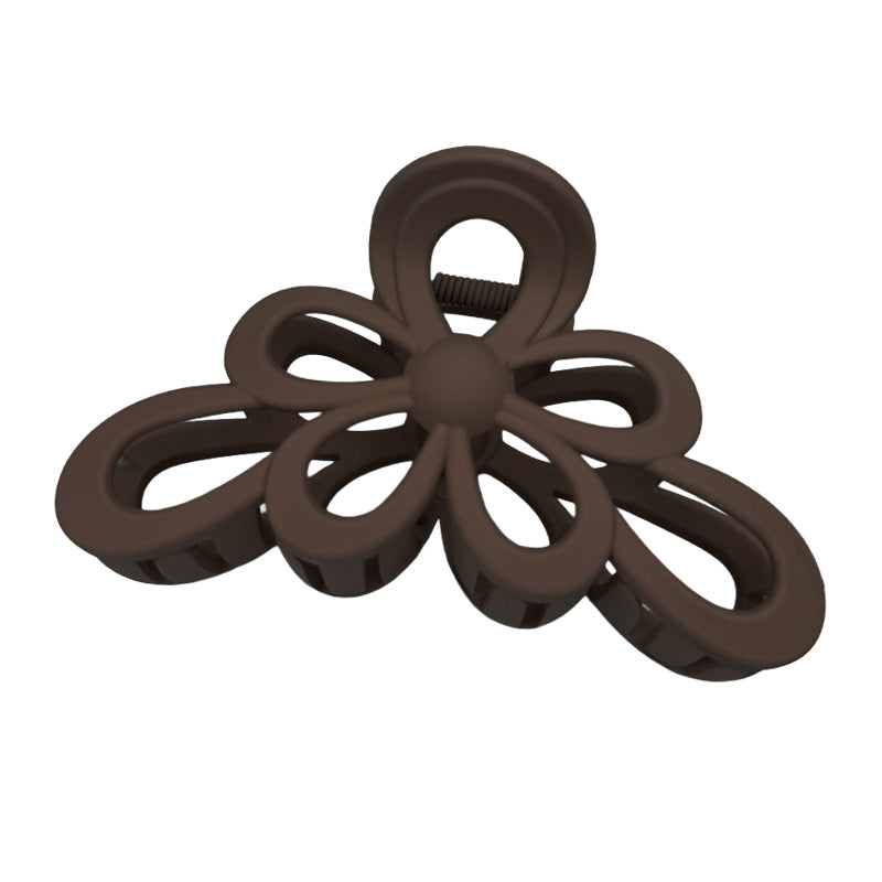 Large Hollow Flower Matte Hair Claw – Neutral Colors