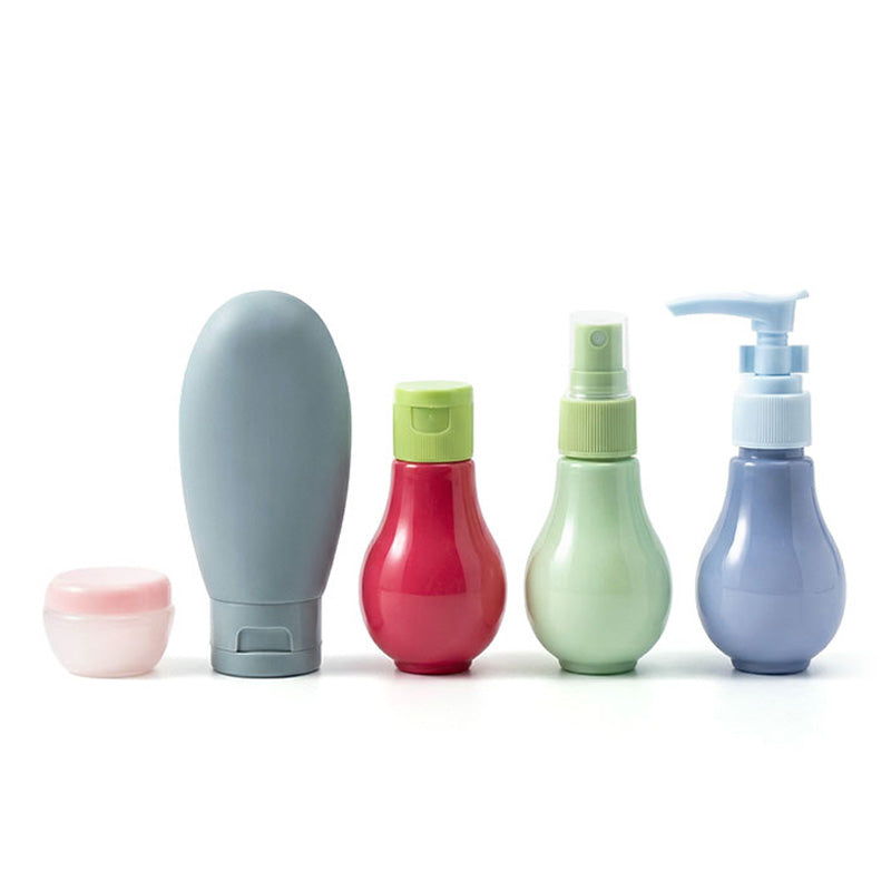 Travel Size Refillable Colorful Bottle Set with Ziplock Bag – 5 Pieces