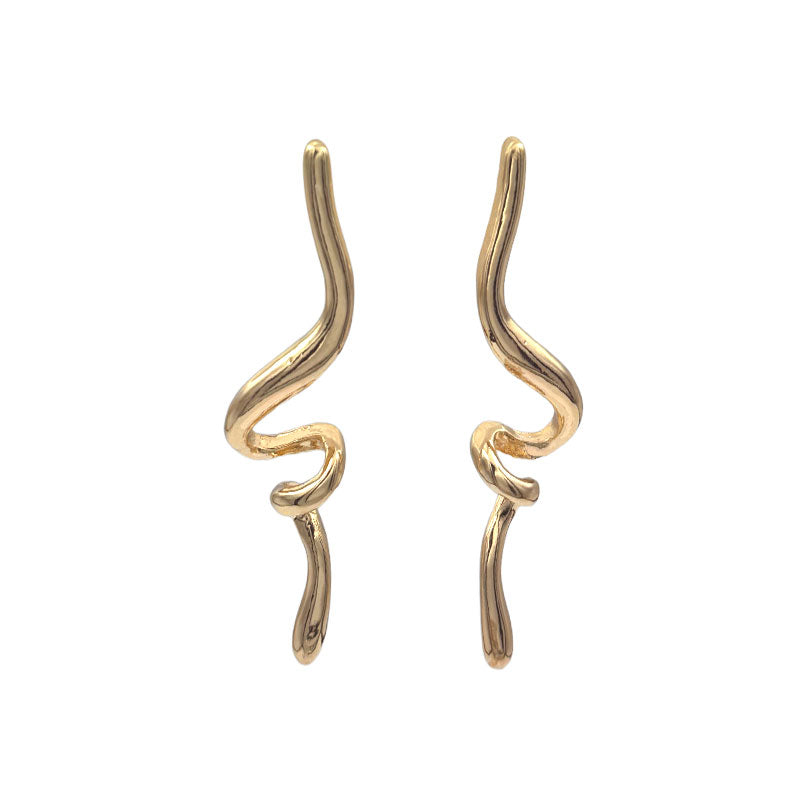 Abstract Wave Gold Earrings