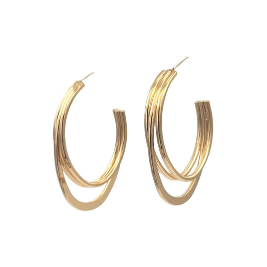 Crossover Hoop Gold Earrings