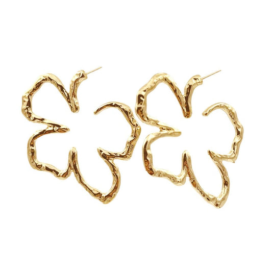 Floral Outline Gold Earrings