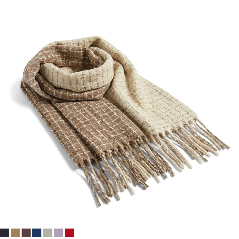 Grid-pattern Big Winter Scarf