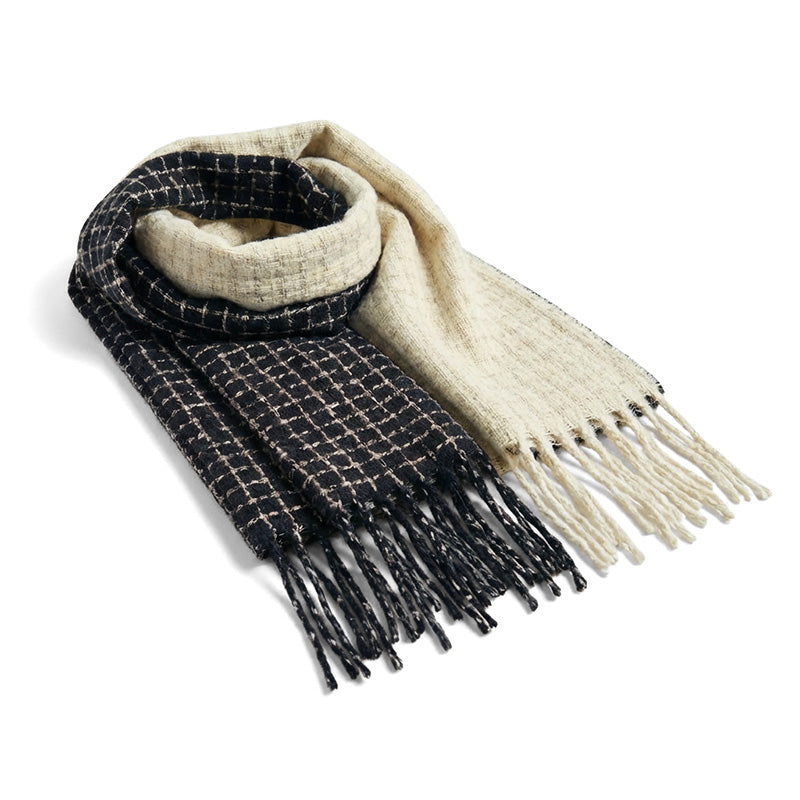 Grid-pattern Big Winter Scarf