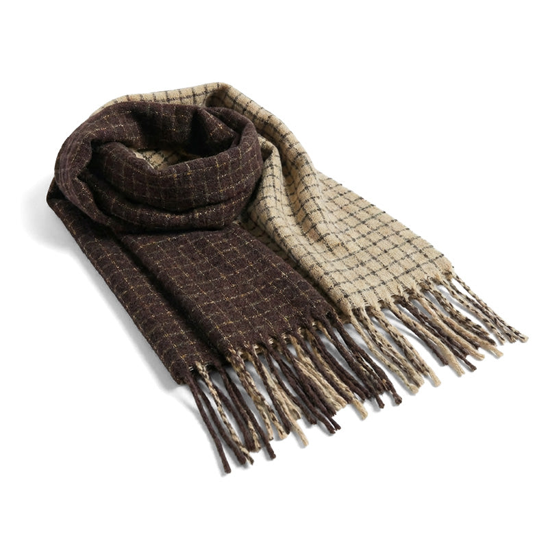 Grid-pattern Big Winter Scarf