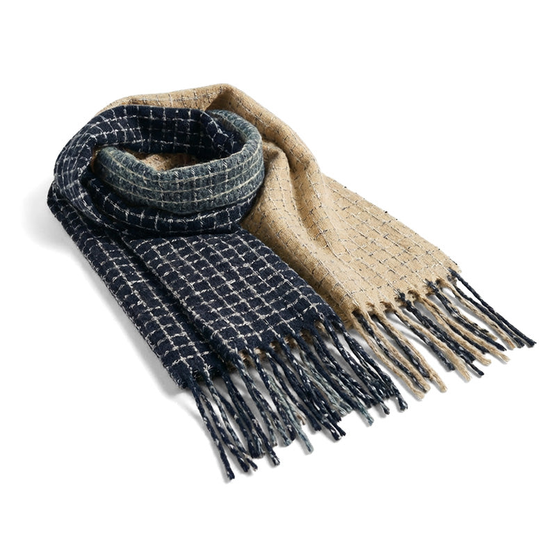 Grid-pattern Big Winter Scarf