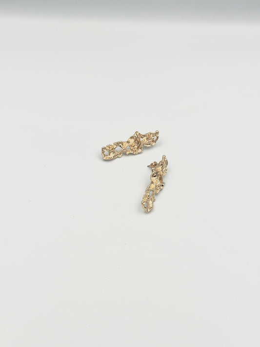 Gold Textured Drop Earrings – Organic Patterned Design