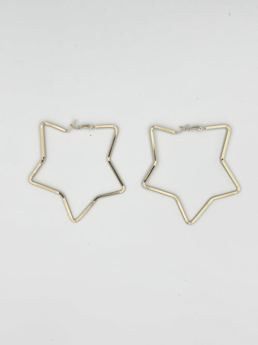 Gold Star Hoop Earrings – Bold Geometric Statement Design