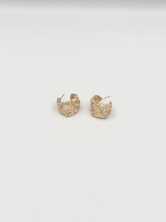 Gold Textured Hoop Earrings – Artistic Hammered Design