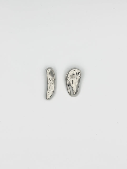 Silver Abstract Drop Earrings – Modern Organic Flow Design