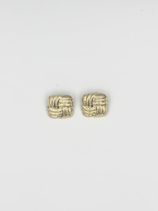 Gold Textured Knot Stud Earrings – Intricate Woven Design