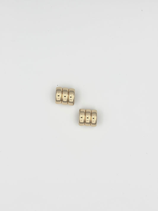 Gold Triple Band Stud Earrings – Sleek Layered Design