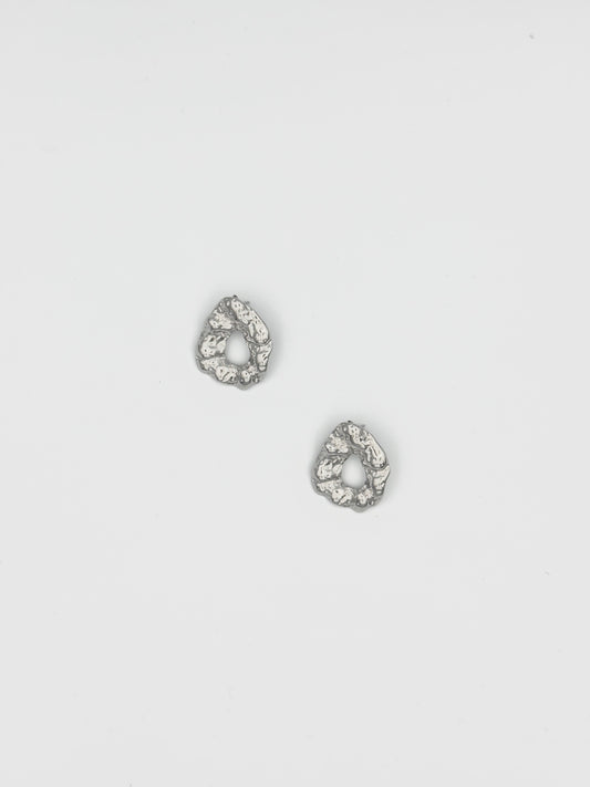 Silver Textured Oval Earrings – Organic Pebble Design