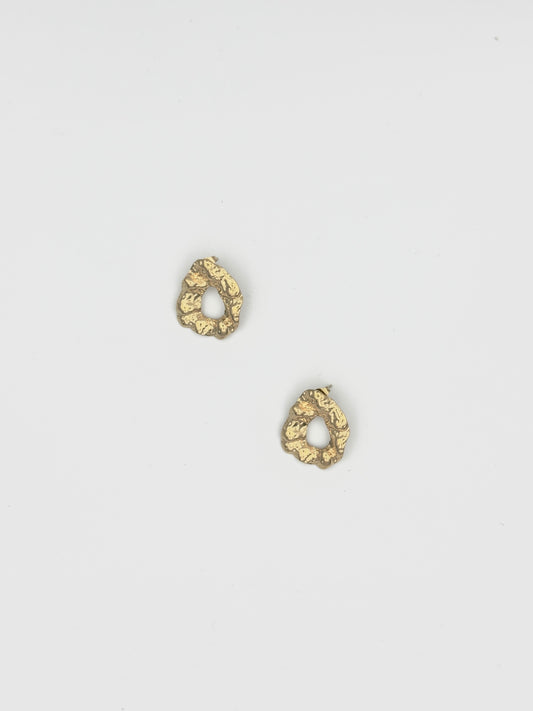 Gold Textured Oval Earrings – Organic Pebble Design