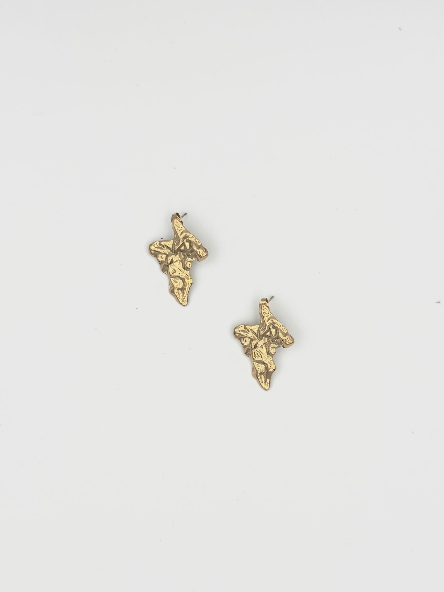 Gold Abstract Texture Earrings – Modern Art Style Studs
