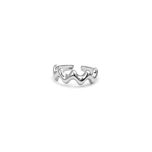 Adjustable Silver Wavy Ring - Design by Korea - Durable Material Ring