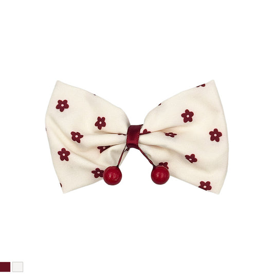 Cherry Floral Bow Hair Clips