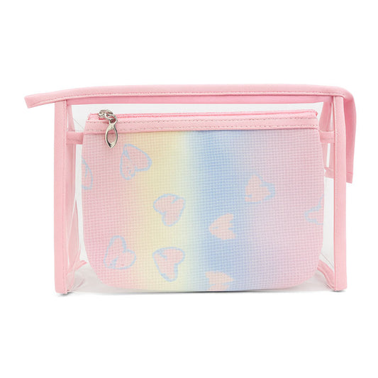Clear Pouch Set with Heart Design – 2 Pieces