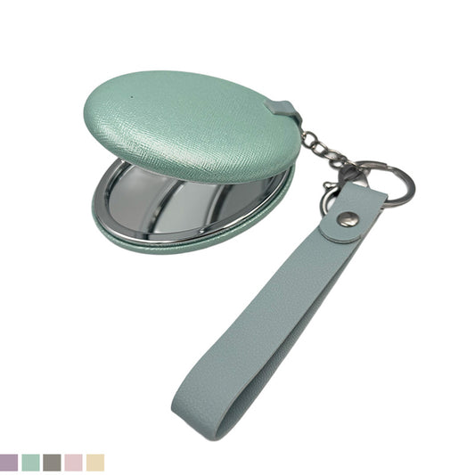 Compact Leather Keychain Mirror – Soft Pastel Collection