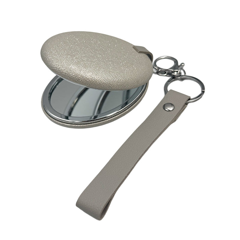 Compact Leather Keychain Mirror – Soft Pastel Collection