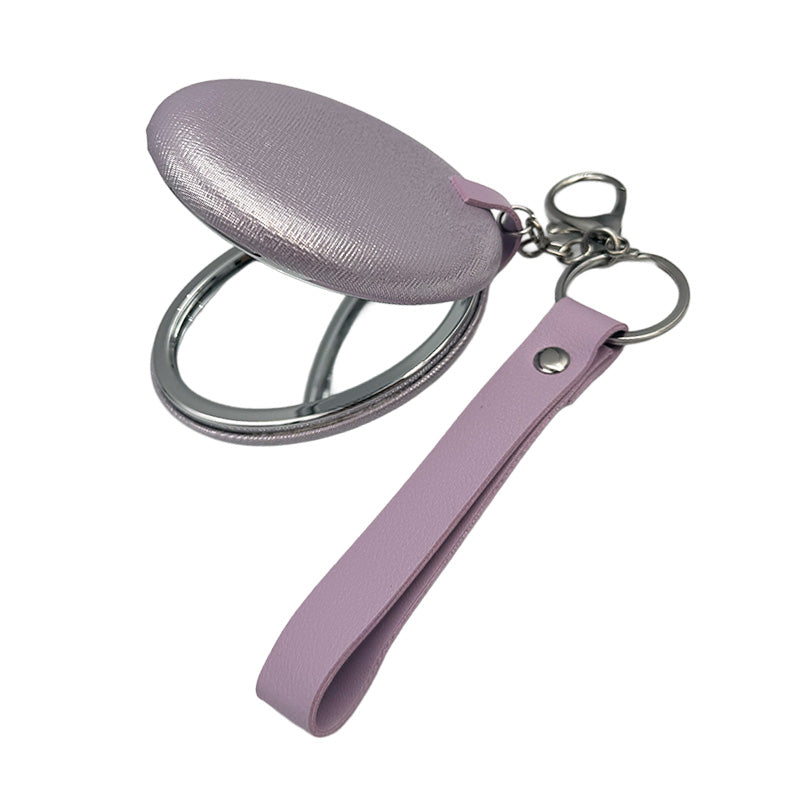 Compact Leather Keychain Mirror – Soft Pastel Collection
