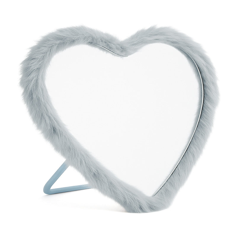 Fluffy Heart Mirror – Cozy Vanity Edition