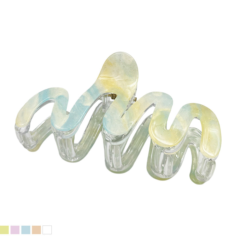 Large Glossy Wavy Hair Claw – Pastel Colors