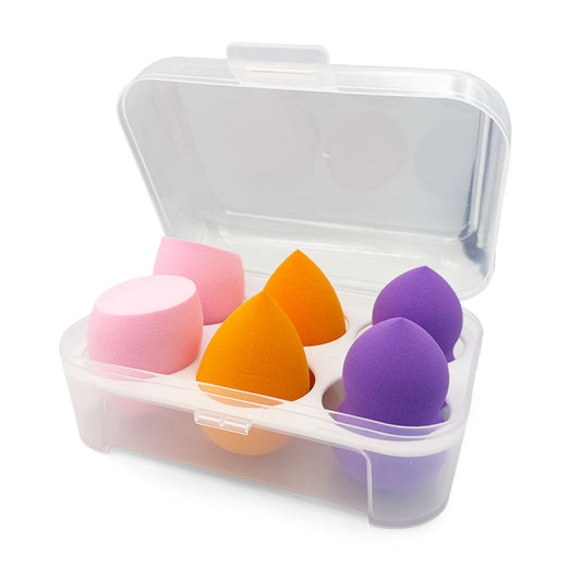 Makeup Sponge Set with Storage Box – 6 Pieces