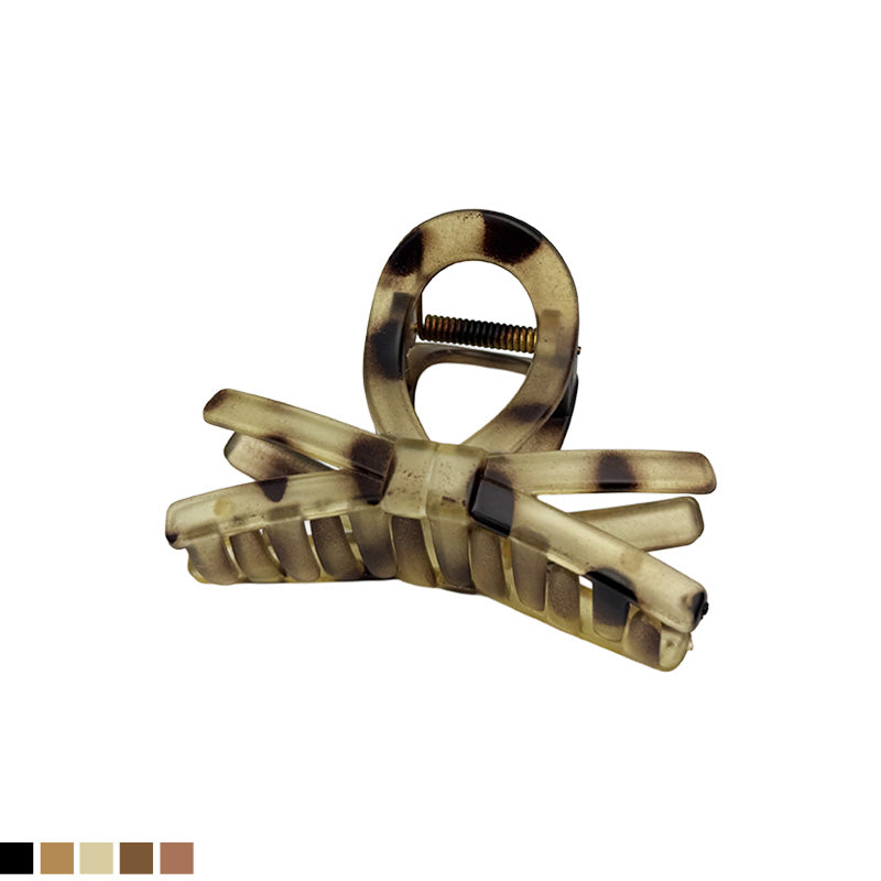 Matte Leopard Bow Hair Claw – Neutral Chic