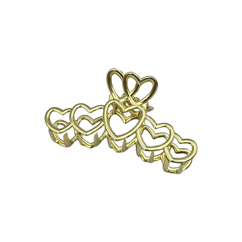 Medium Gold Hearts Hair Claw
