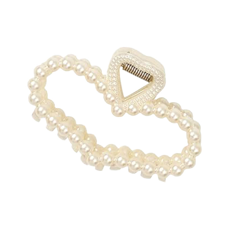 Medium Pearl Heart Hair Claw